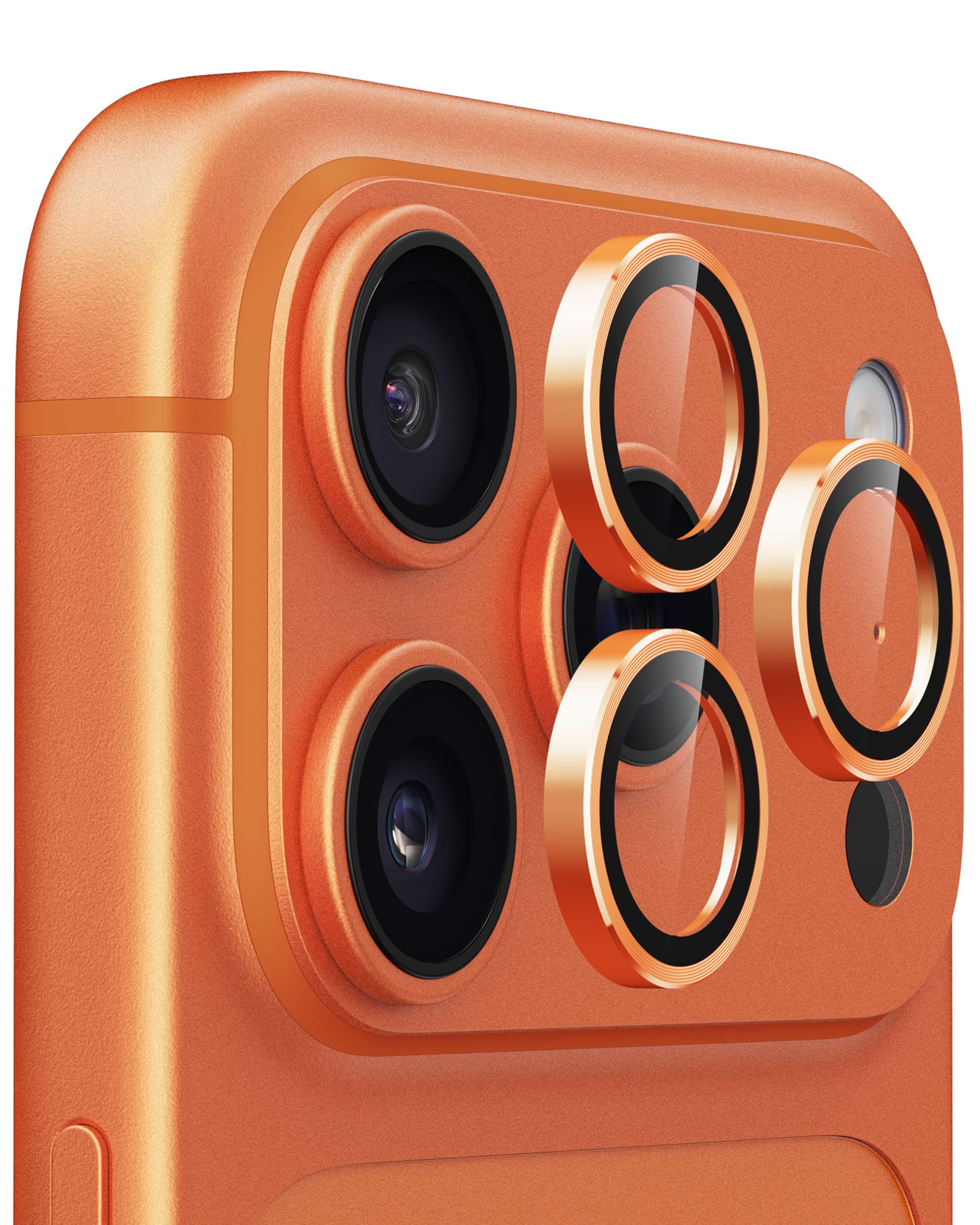 Upcommon UARMOR Camera Lens Protector for iPhone 17 Pro & Pro Max, 9H Tempered Glass & Aluminum Cover, HD Clear, Easy Installation Kit - Orange