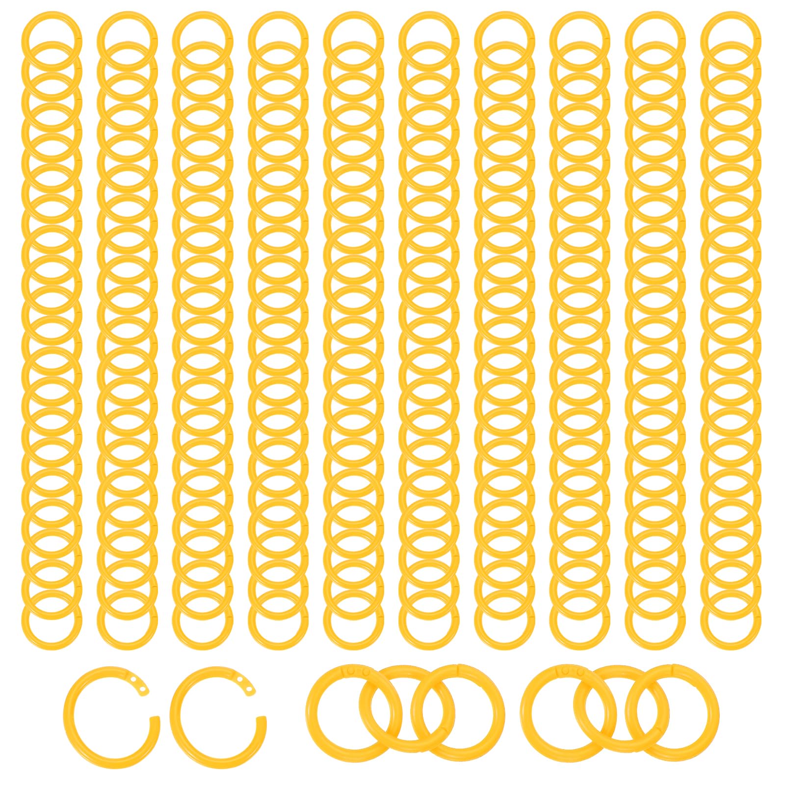 PATIKIL 1.1" Loose Leaf Binder Rings, 210Pcs Binder Ring Book Rings Plastic Key Rings for Paper Index Card Flash Card Book DIY Scrapbook Notebook Photo Album Office, Yellow