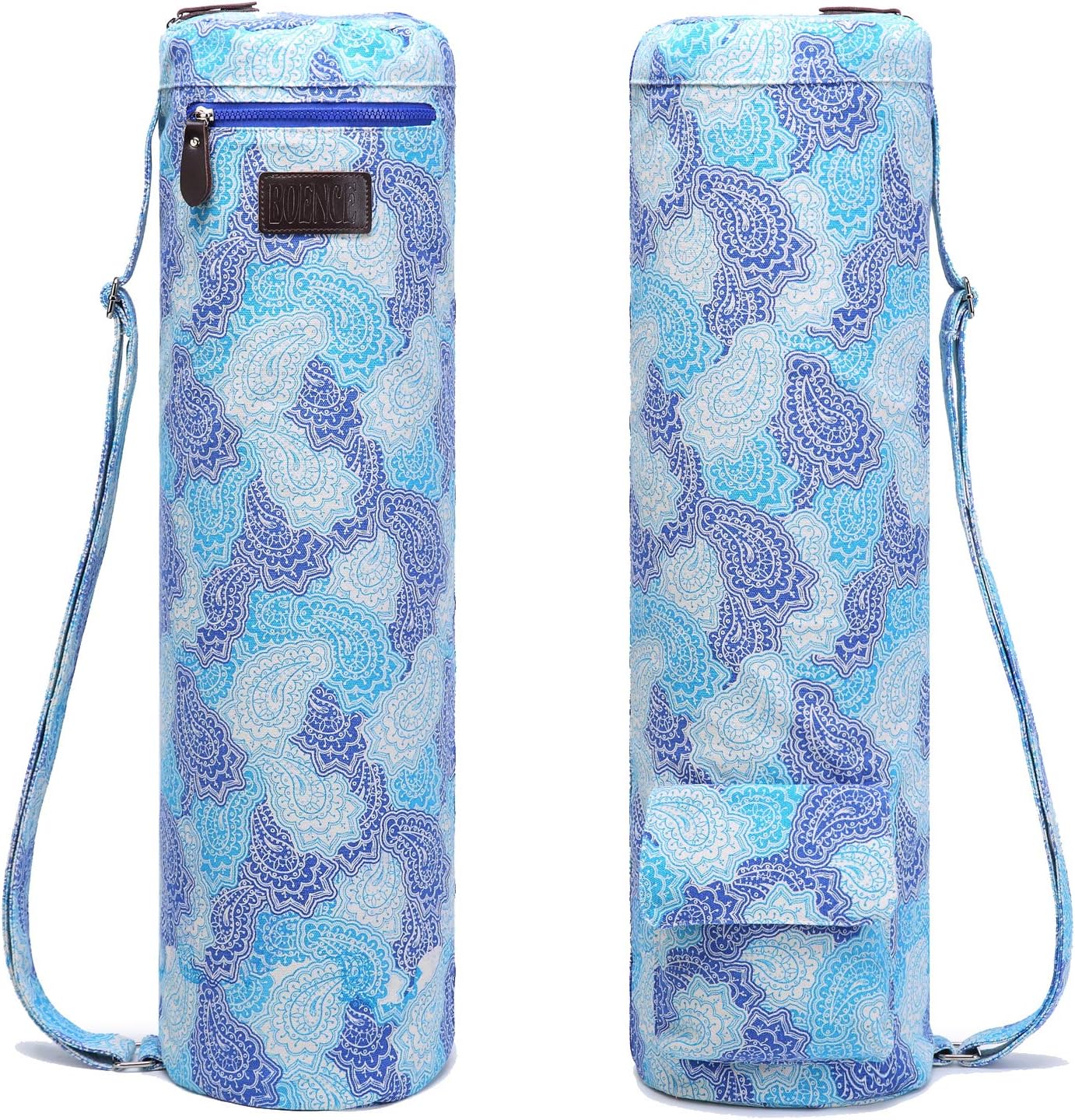 Boence Yoga Mat Bag, Full Zip Exercise Yoga Mat Sling Bag with Sturdy Canvas, Smooth Zippers, Adjustable Strap, Large Functional Storage Pockets - Fits Most Size Mats