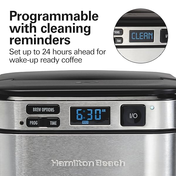 HAMILTON BEACH 12 CUP PROGRAMMABLE COFFEE MAKER, FRONTFILL DRIP COFFEE MAKER