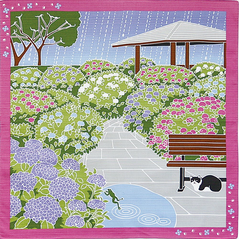 Tama no osanpo Furoshiki Suggest Japonais Tissu de Protection Travelling-Cat Cat Hortensia Juin — image 1