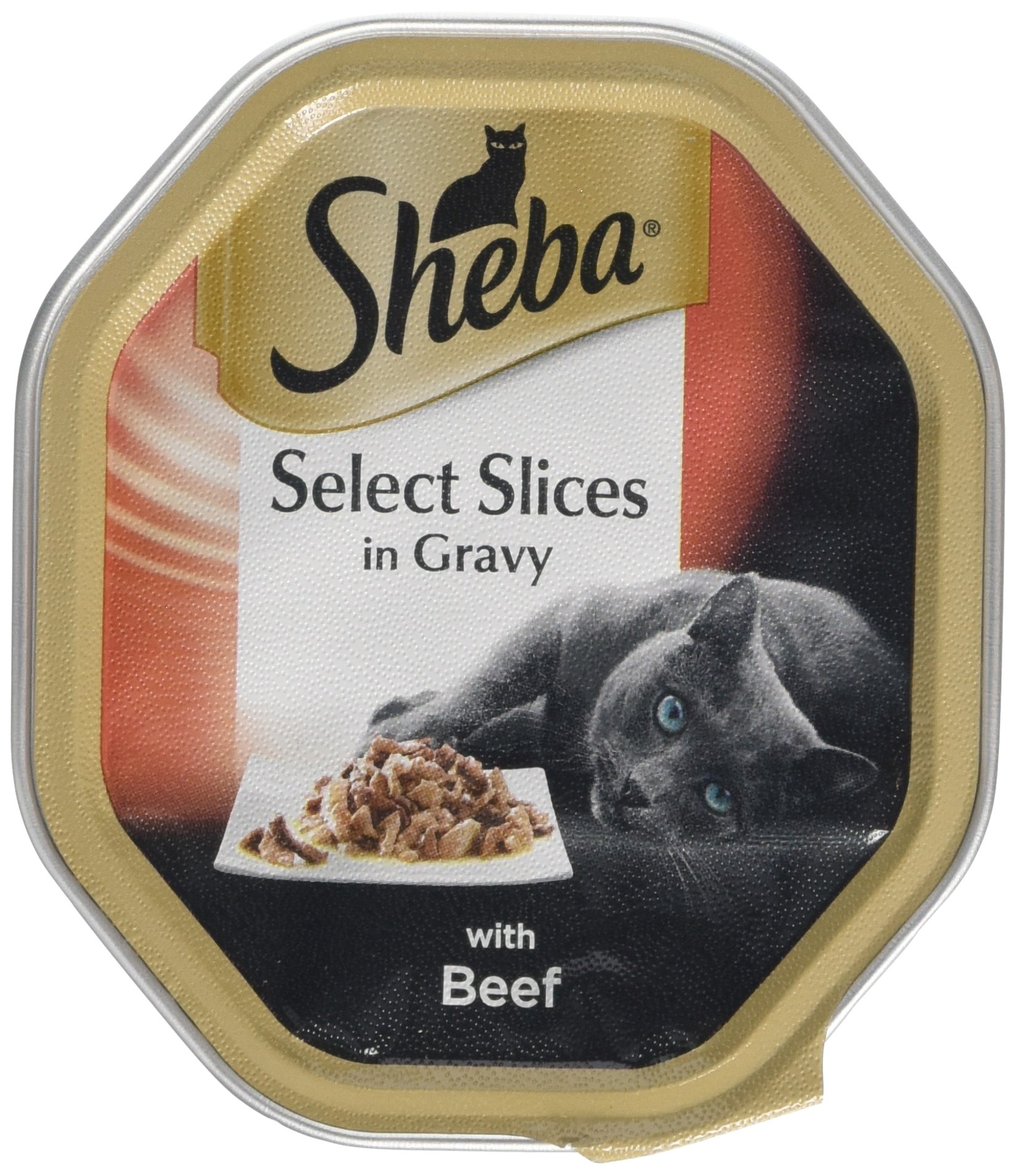 Sheba Select Slices - Wet Cat Food for Adult Cats with Beef in Gravy, 18 Trays (18 x 85 g)