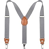 Kajeer Toddlers Kids Boys Mens Suspenders - Y Back Adjustable Strong Clips Synthetic Leather Suspenders