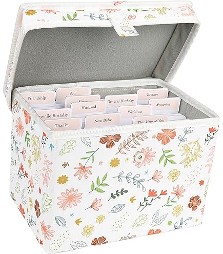 Boîte Rangement Cartes De Vœux Kueohse - 6 Séparateurs Réglables - Transparent 26x23x19 Cm