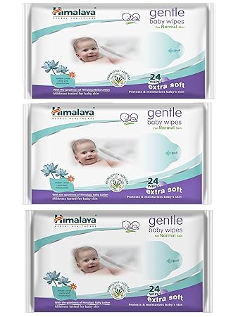 Himalaya Herbals Gentle Baby Wipe Combo (24 Wipes) - Pack of 3