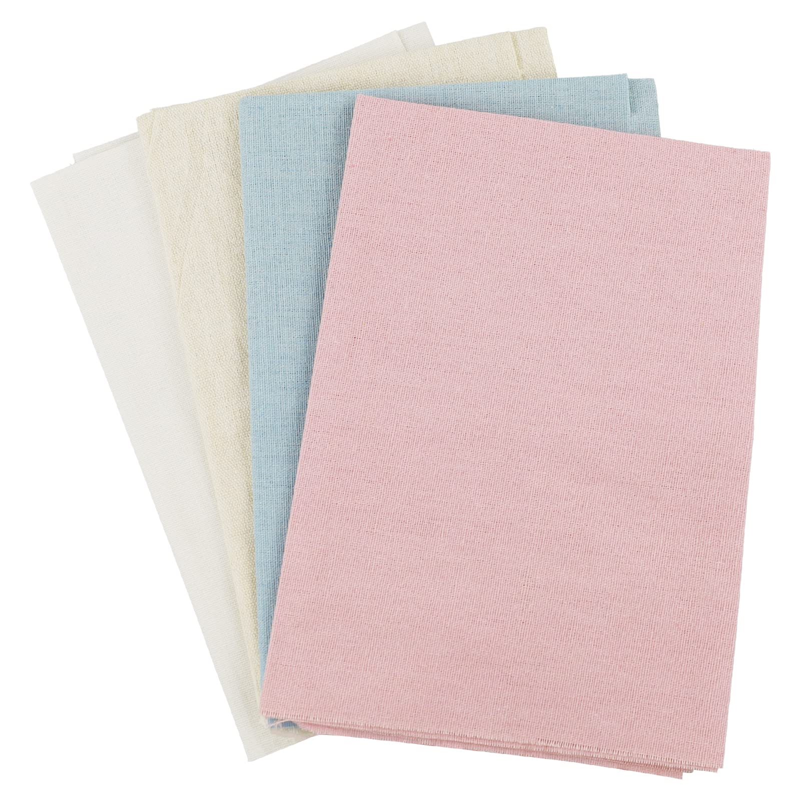 4 Pcs Needlework Fabric, Natural Embroidery Linen Cross Stitch Cloth Material for Making Garment Craft and DIY Decoration - 4 Colors, 50x50cm