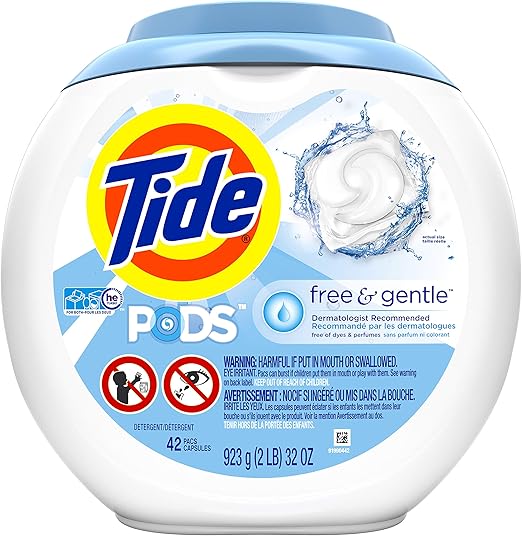 Tide PODS Free & Gentle, Laundry Detergent Liquid Pacs, Unscented and