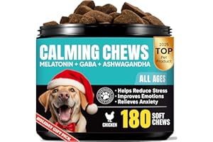 BUDDYCHEER Calming Chews for Dogs – GABA & Melatonin for Fast-Acting Relief – Long-Lasting Support with Ashwagandha – Stress & Anxiety Relief Treats for Dogs – Thunder, Separation, Travel & Fireworks – 180 Chews
