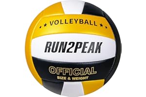 RUN2PEAK Soft Volleyball Ball Official Size 5 Volleyballs for Indoor Outdoor Beach Pool Game Play for Youth Teen Team Beginners Professional PU Leather Training Practice Volley Balls