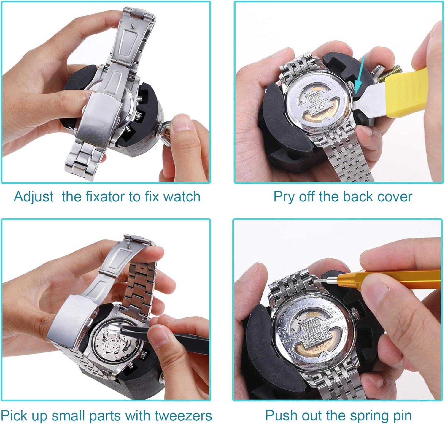 XOOL Watch Repair Kit, 151 PCS Watch Repair Tools Professional Spring Bar Tool Set, Watch Band Link Pin Tool Set, Watch Battery Replacement Tool Kit with Carrying Case and Instruction Manual - - 