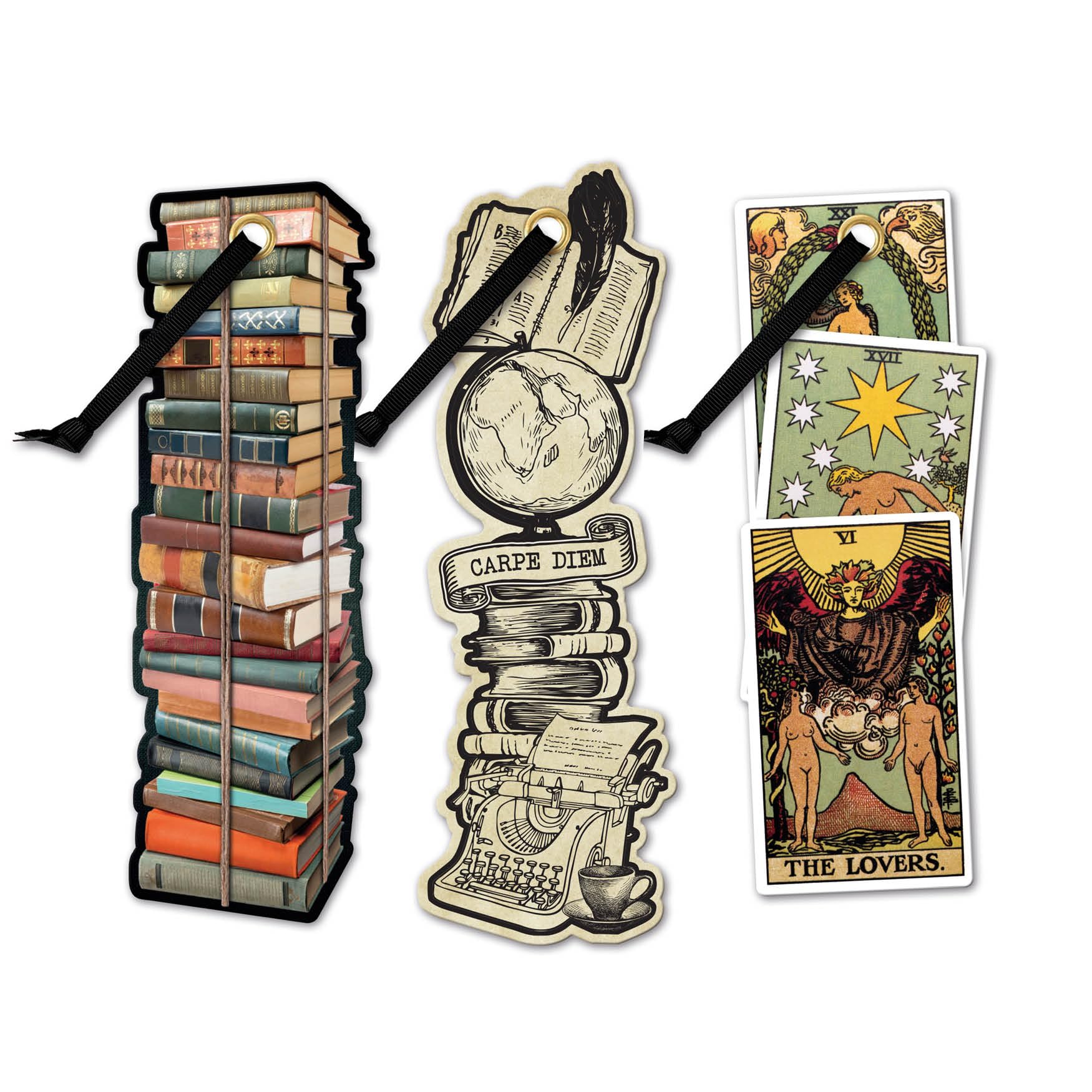 IF Bookmarks by if - Academia Set 1 (3pcs), 3 Titles - 1 x Pile of Books, 1 x Tarot, 1 x Carpe Diem