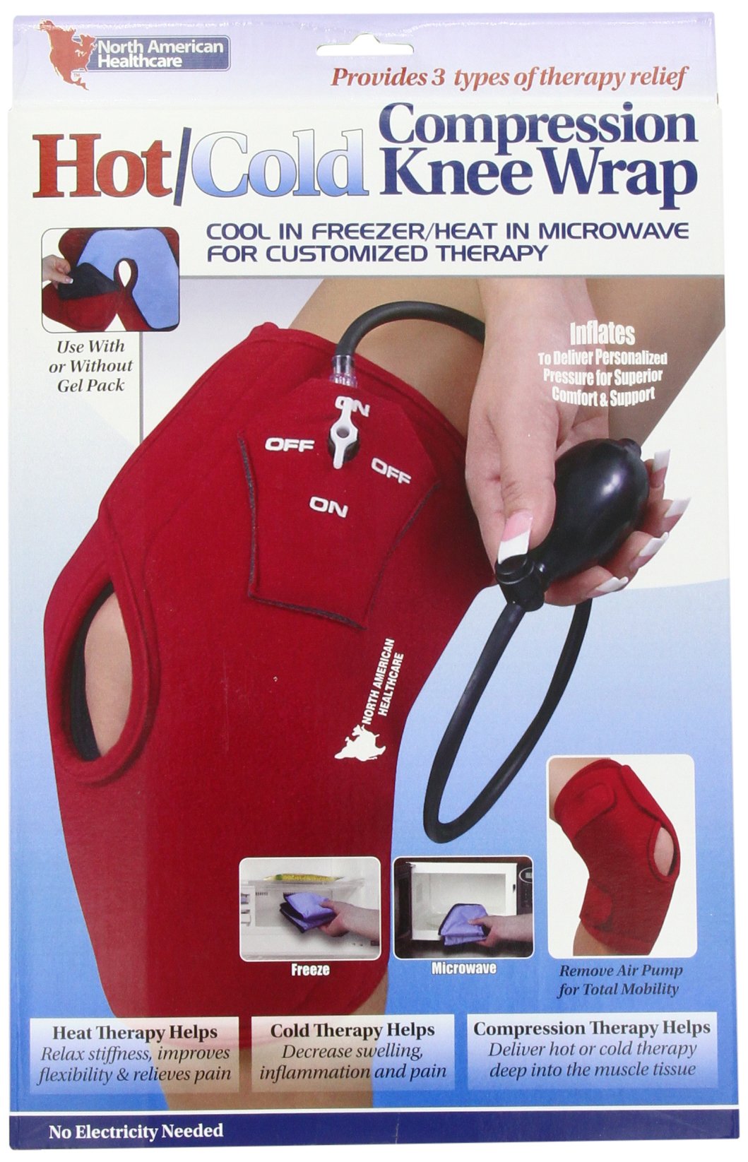 HOT COLD Inflatable Compression Knee Wrap Support Pain Arthritis Air