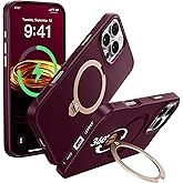 CASEKOO Wine Red Designed for iPhone 16 Pro Case with Spin Magnetic Stand [16FT Military Protection] [Non-Slip Edge] [Fit for MagSafe] Shockproof for iPhone 16 Pro Case with Stand 6.3''