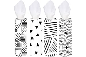VIYNRAN 4-Pack Car Tissue Cylinders - Modern Black Line Design, Fits Car Cup Holders, Travel Tissue Tubes with Facial Tissues