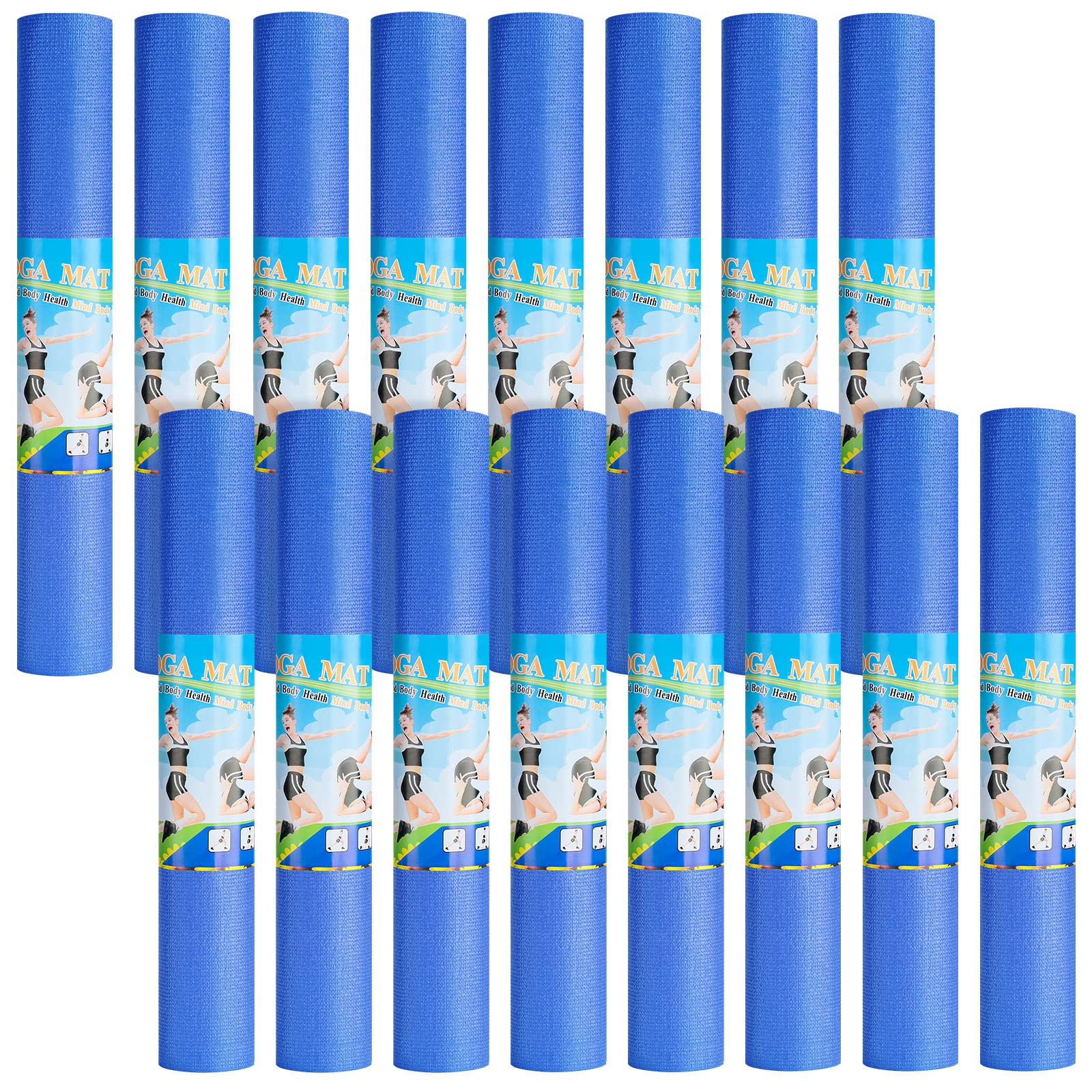 Photo 1 of 16 Pack 3 mm Thick Yoga Mat Bulk, Non Slip Exercise Workout Fitness Pad for Women Men, Gym Home Yoga Pilates, Easy to Clean, Sturdy PVC (Dark Blue)