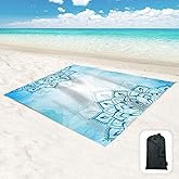 Hiwoss Beach Blanket Waterproof Sandproof Oversized 95”x 80”,Sand Free Beach Mat with Corner Pockets,Portable Mesh Bag for Beach Festival,Picnic,Travel and Outdoor Camping (Mandala)