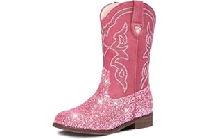 Choiran Toddler Girls Cowboy Boots - Cowgirl Western Boot for Kids Sparkle Glitter Mid Calf Riding Shoes Little Kid/Big Kid