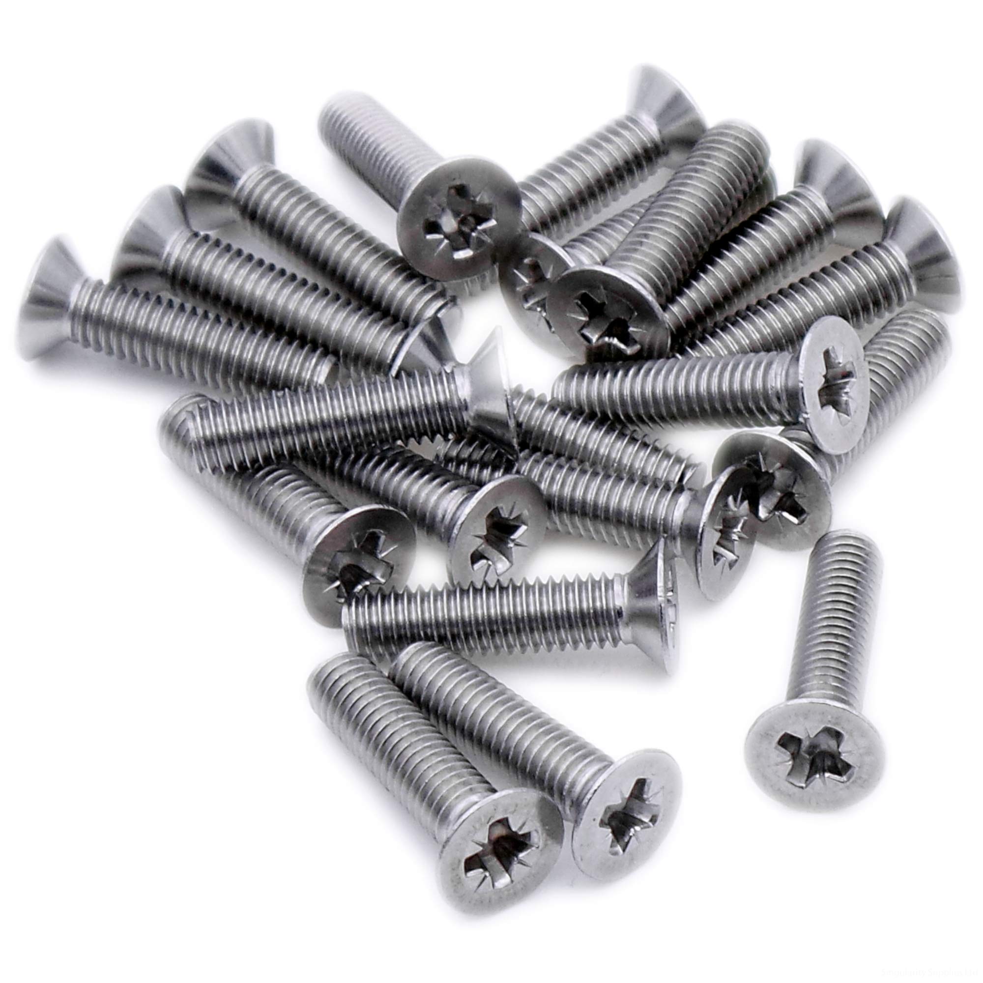 M2 (2mm x 8mm) Pozi Countersunk Machine Screw (Bolt) - Stainless Steel (A2) (Pack of 20)