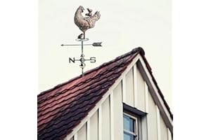 CLYB Metal Hen with Chicken Weathervane - Charming Farmyard Elegance with Adjustable Roof Mount