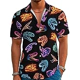 Funny Neon Hawaiian Shirt for Men Button Down Tropical Beach Aloha Shirt Summer Holiday Glow Party Outfits