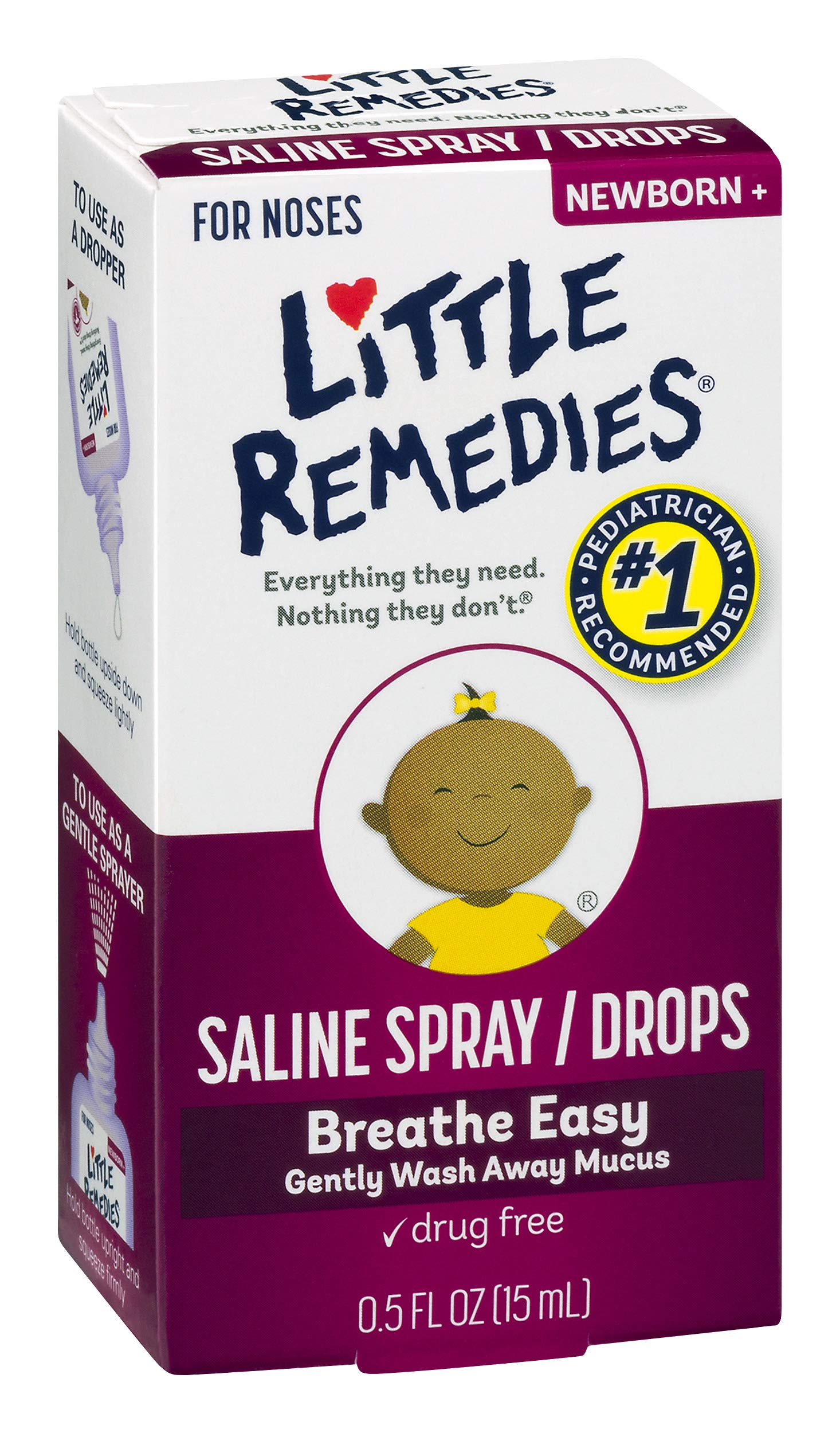 Little Remedies Saline Spray and Drops Safe for Newborns 0.5 Fl Oz