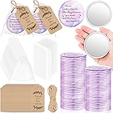 Tradder 50 Sets 2.76" Inspirational Compact Pocket Mirrors Bulk Galentines Appreciation Gifts Small Purse Makeup Mirror Souvenir Bag for Stuffer Items Women Quinceanera Employee(Pink and Purple)