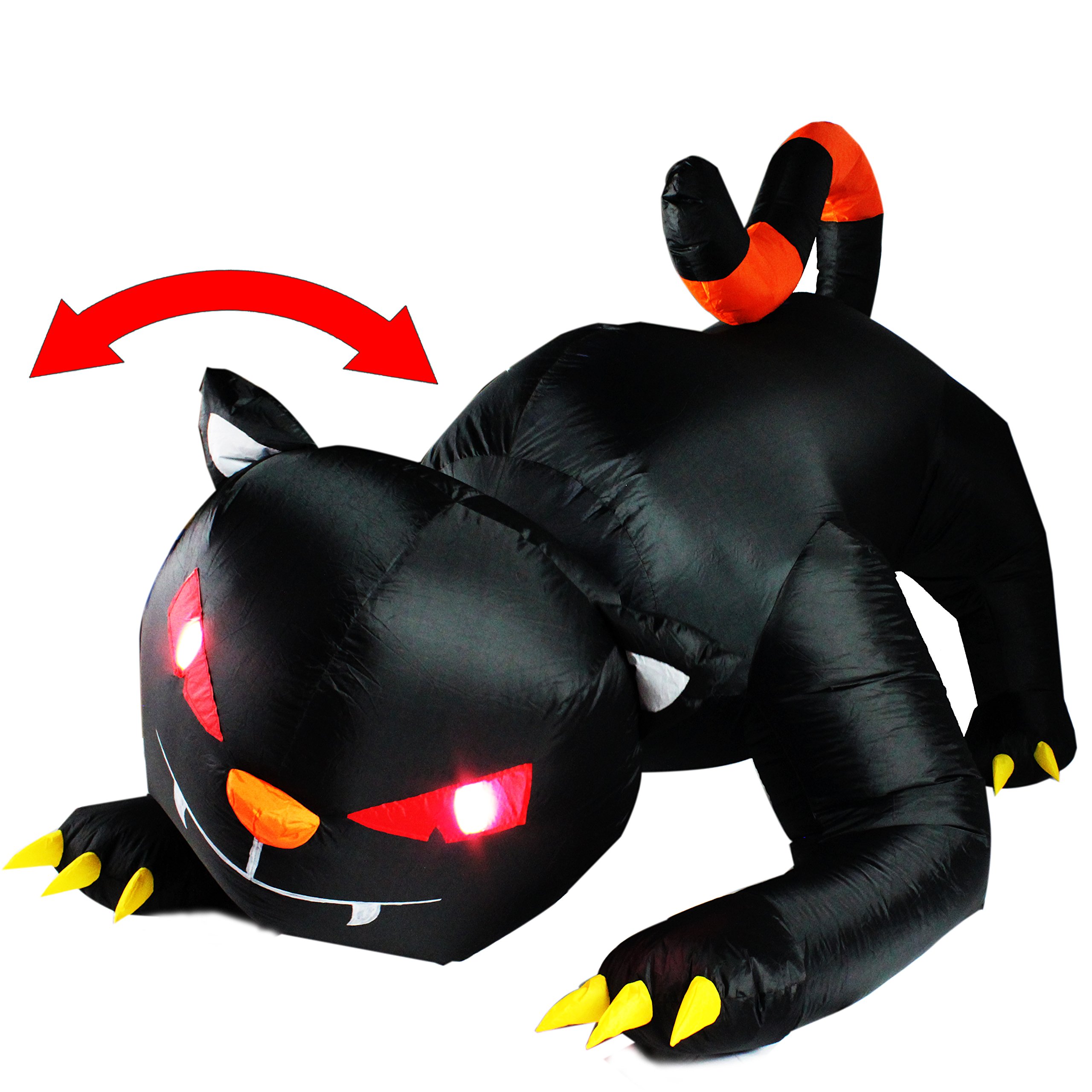Inflatejoy Halloween Blow Up Inflatable Animated Red Eye Witch's Cat