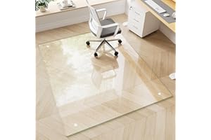 FlyEcho Glass Chair Mat 48" x 60" Heavy Duty Tempered Glass Office Chair Mat, Glass Floor Mat with Polished Edge and Round Corner for Smooth Glide, Carpet Hardwood Floor Protector