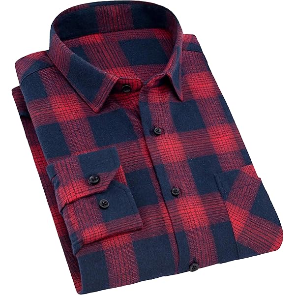 Amazon.com: Cotton Flannel Mens Checkered Shirts Long Sleeve