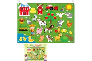 WATINC Ensemble de 38 planches à histoires en feutre pour animaux de la ferme préscolaire - 38 pièces - Motif animaux de la f