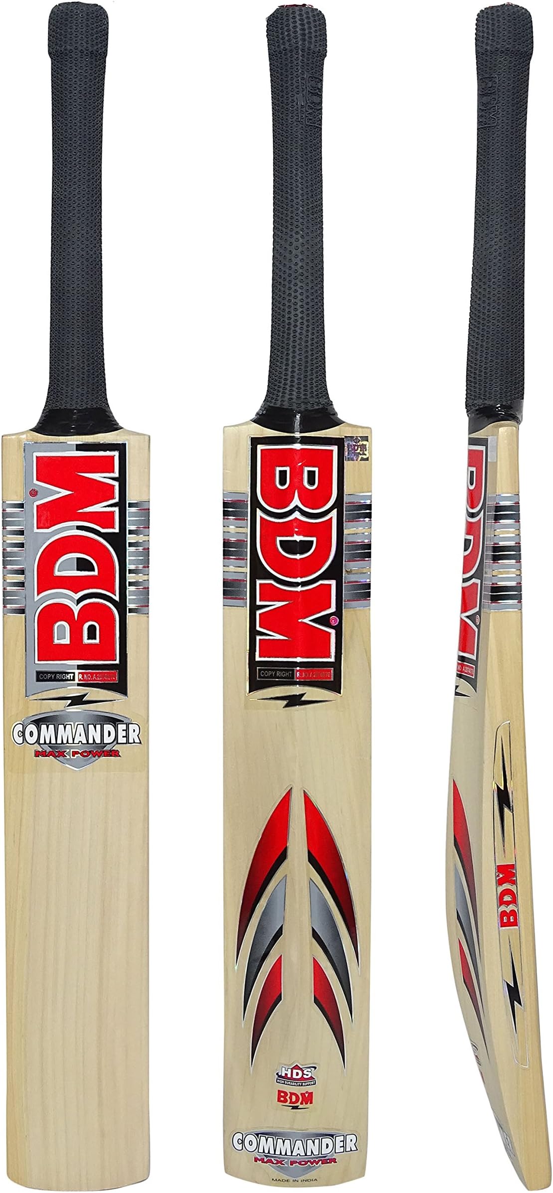 BDM Commander Max Power English Willow Wood Adult Sizes Cricket Bat Carry Case - Choose Weight