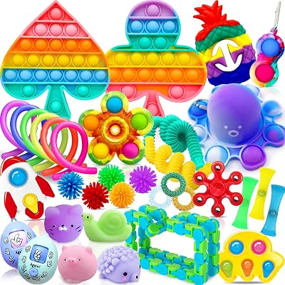 Chennyfun Fidget Toy Set 36Pcs Rainbow Box Sensory Autism Stress Relief