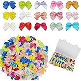 FavoritBow 300 PCS 1" Mini Satin Ribbon Bows for Crafts,Tiny Craft Bows for DIY Decoration,Light Multicolor (15 Colors) Small Bows for Cardmaking, Scrapbooking & Wedding Gift Box Ornament