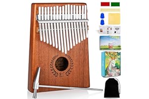 Everjoys Kalimba Thumb Piano 17 Keys, Professional Musical Instrument Finger Piano Marimbas with Portable Soft Cloth Bag, Fast to Learn Songbook, Tuning Hammer, All in One Kit