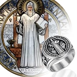 Saint Benedict Medal Rings for Men: Silver