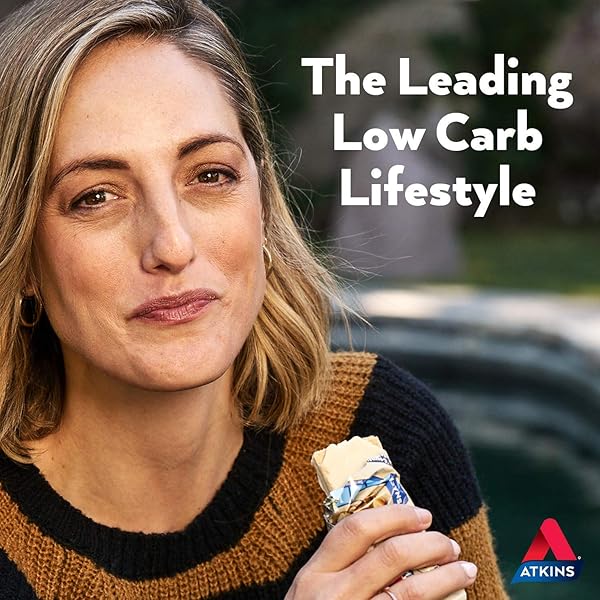 ATKINS CARAMEL CHOCOLATE NUT ROLL SNACK BAR, PROTEIN SNACK, HIGH IN FIBER, 2G SUGAR, 8 COUNT