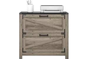 HOMCOM 2 Drawer File Cabinet, Farmhouse Lateral Filing Cabinet with Adjustable Hanging Bars for Letter, A4 and Legal Size, Pr