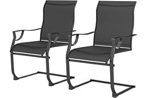 Outsunny Patio Chairs Set of 2, C Spring Motion Outdoor Dining Chairs with High Back, Armrests, All Weather Breathable Fabric