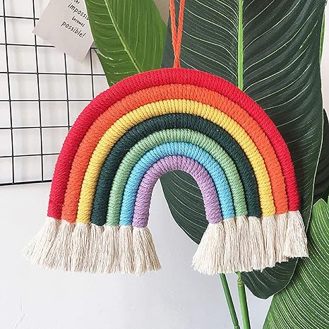 Mofeng Hand Knitted Rainbow Hanging Decoration Wall Hanging