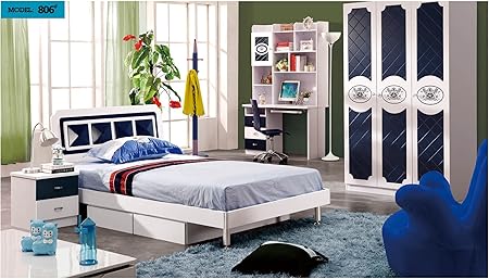 Mister Design Chambre Garcon Complete Bleu Marine Microfibre 190 X 120 X 197 Cm Amazon Fr Cuisine Maison