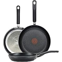 T-fal E938S3 Professional Total Nonstick Thermo-Spot Heat Indicator Fry Pan Cookware Set, 3-Piece, 8-Inch 10.5-Inch and…