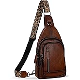HESHE Leather Sling Bag for Women Crossbody Bags with Multi-Pocket Stylish Fanny Packs for Travel Chest Bag