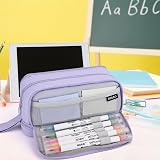 Howala Large Capacity Pencil Case 4 Compartments Purple Multifunctional Bag view 7