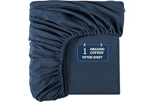 Lane Linen 100% Organic Cotton Queen Size Fitted Sheet Only (60"x80") - Super Soft 100% Cotton Queen Fitted Sheet - Lightweight & Durable Cotton Bed Sheet - Estate Blue