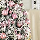 62pcs Pink Christmas Balls Ornaments Set - 3.15" Big Christmas Balls - Shatterproof Plastic Decorative Baubles for Xmas Tree Decor Holiday, Wedding, Party Decoration (Pink)