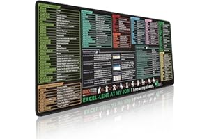 Extended Large Spreadsheet Keyboard Mat Excel Shortcut Keys Keyboard Mouse Pad with Non-Slip Stitched Edge