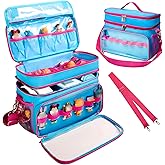 Tesuko Carrying Case Compatible with Toniebox Starter Set, Double Layer Storage Bag for Tonies Figures Characters, Portable Travel Organizer Case with Shoulder Strap for Tonies Box Headphones (Navy)