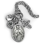 St. Martin de Porres Necklace, Keychain or Clip, Patron Saint Confirmation Gift, Crystal Pendant and Initial Charm