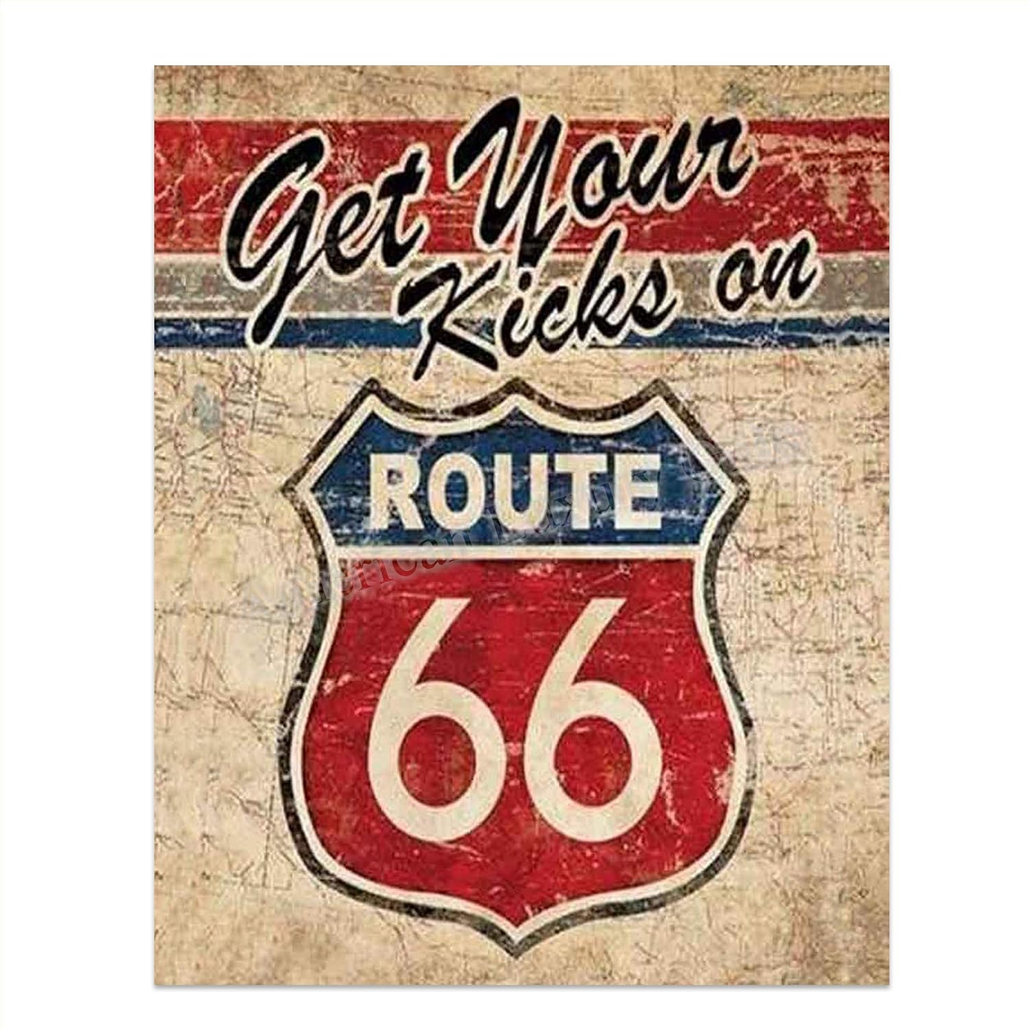 Amazon.com: "Get Your Kicks on Route 66"- Vintage Sign Print- 8 x10 ...