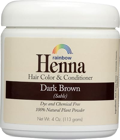 Rainbow Research Dark Brown Henna Hair Color Conditioner 4oz Natural Shine Body